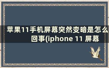 苹果11手机屏幕突然变暗是怎么回事(iphone 11 屏幕突然变暗)